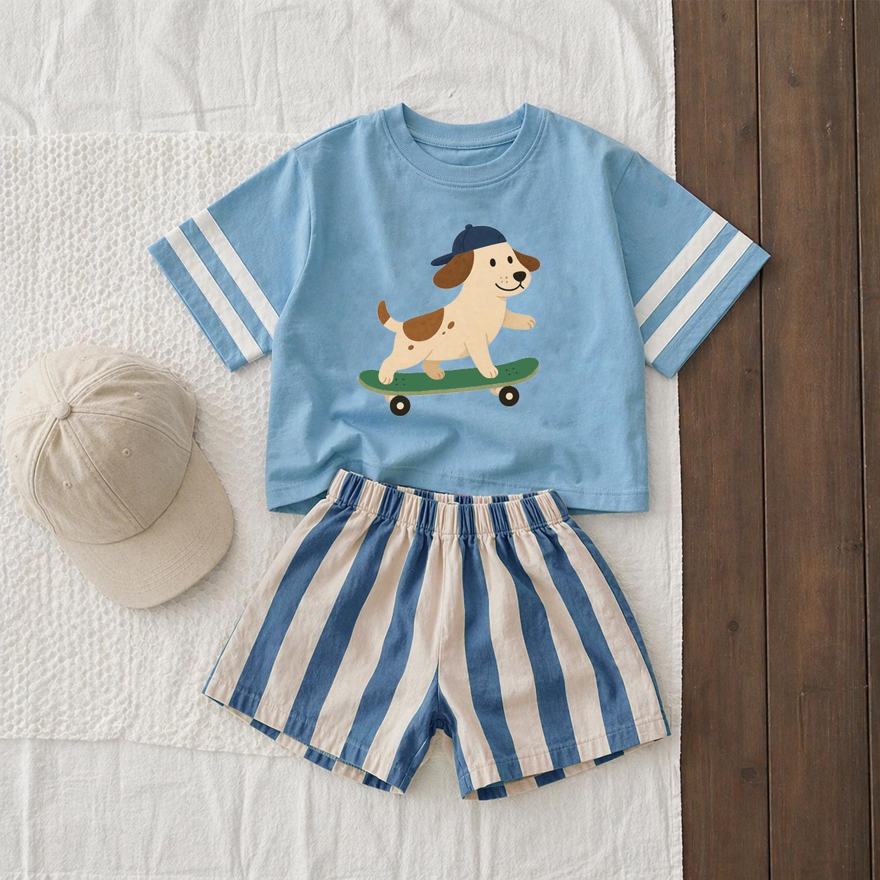 Baby & Kids Skateboarding Dog Tee and Shorts Sets