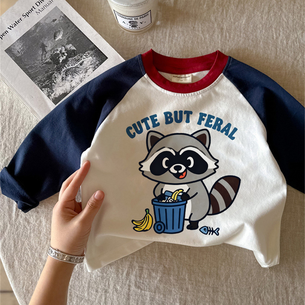 CUTE BUT FERAL Baby & Kids Raccoon Pattern T-Shirt