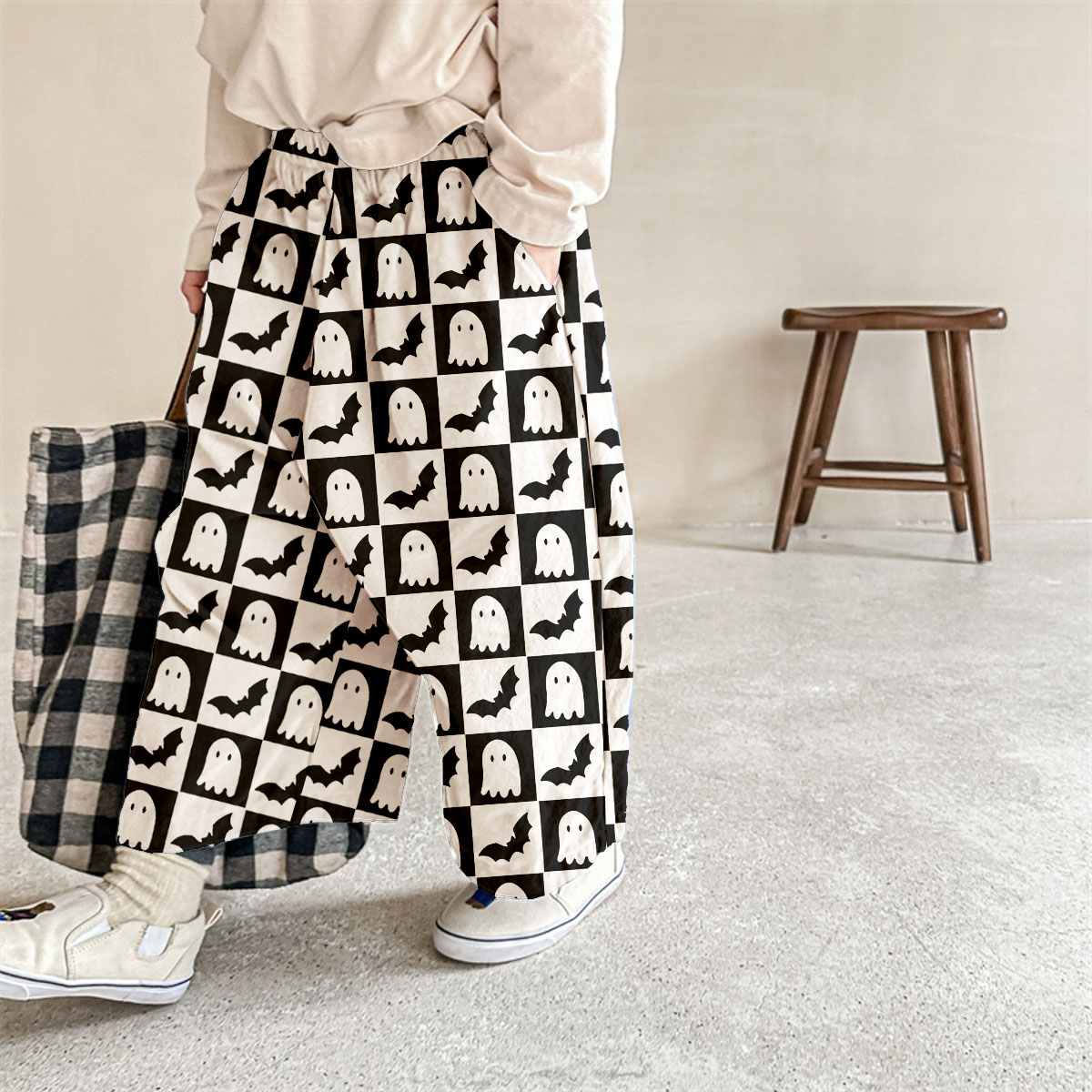 Baby & Kids Ghost Bat Check Pattern Pants