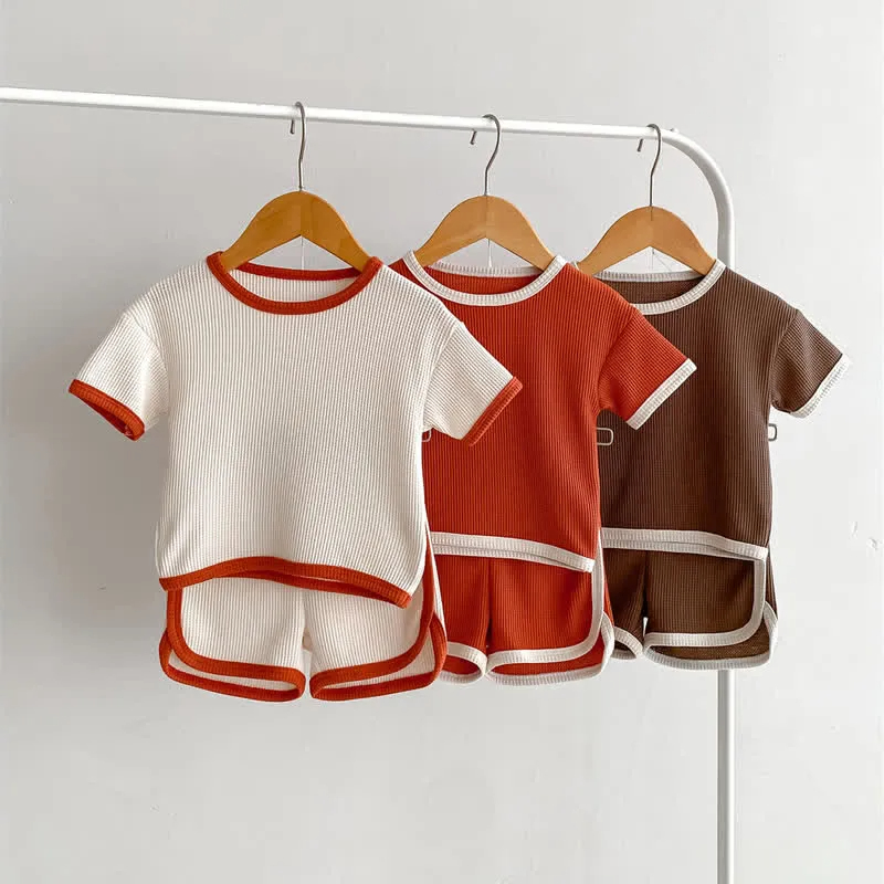 Baby 2-Piece Simple Waffle Sweatsuit Set