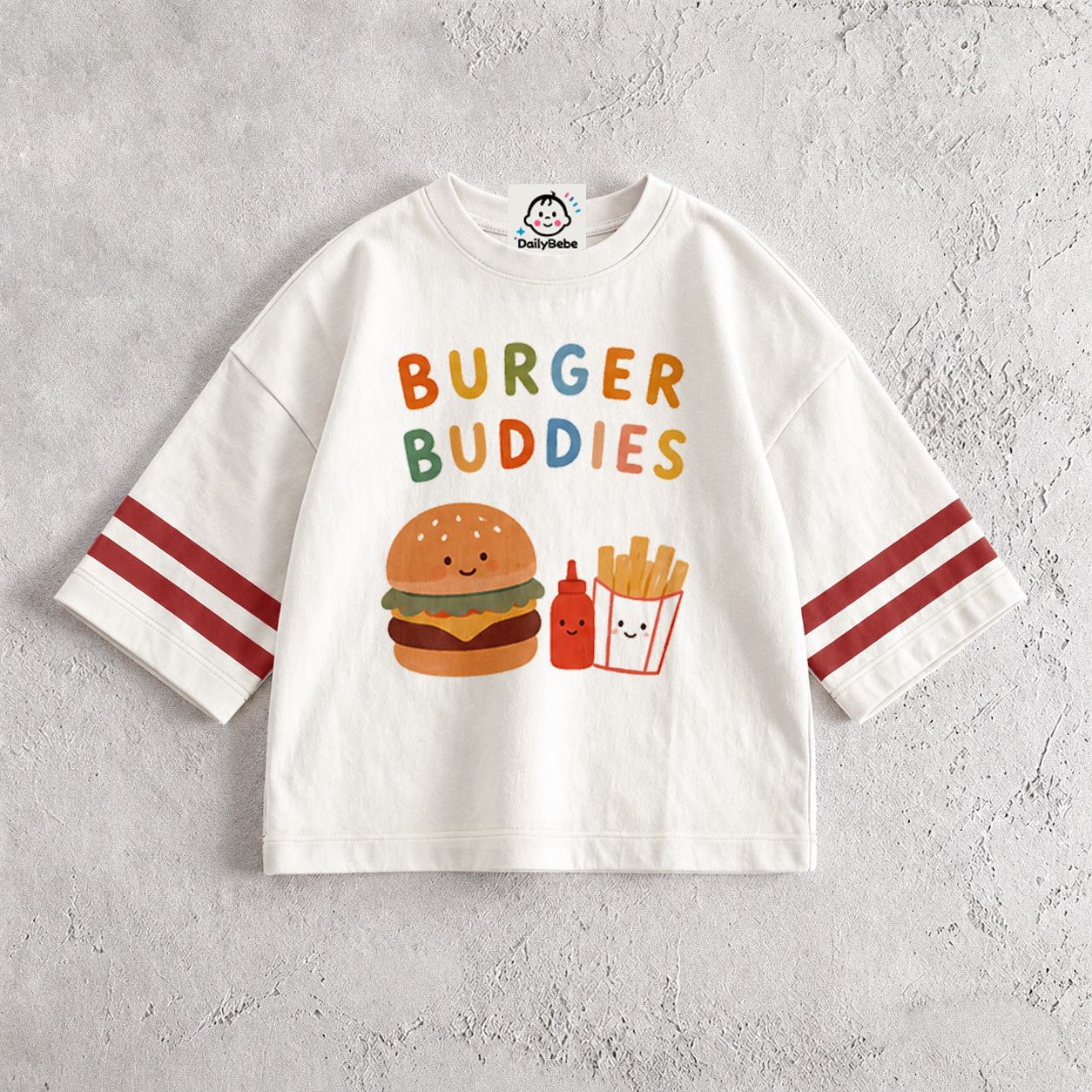 BURGER BUDDIES Baby & Kids Hamburger Fries Print T-Shirt (6M-9Y)