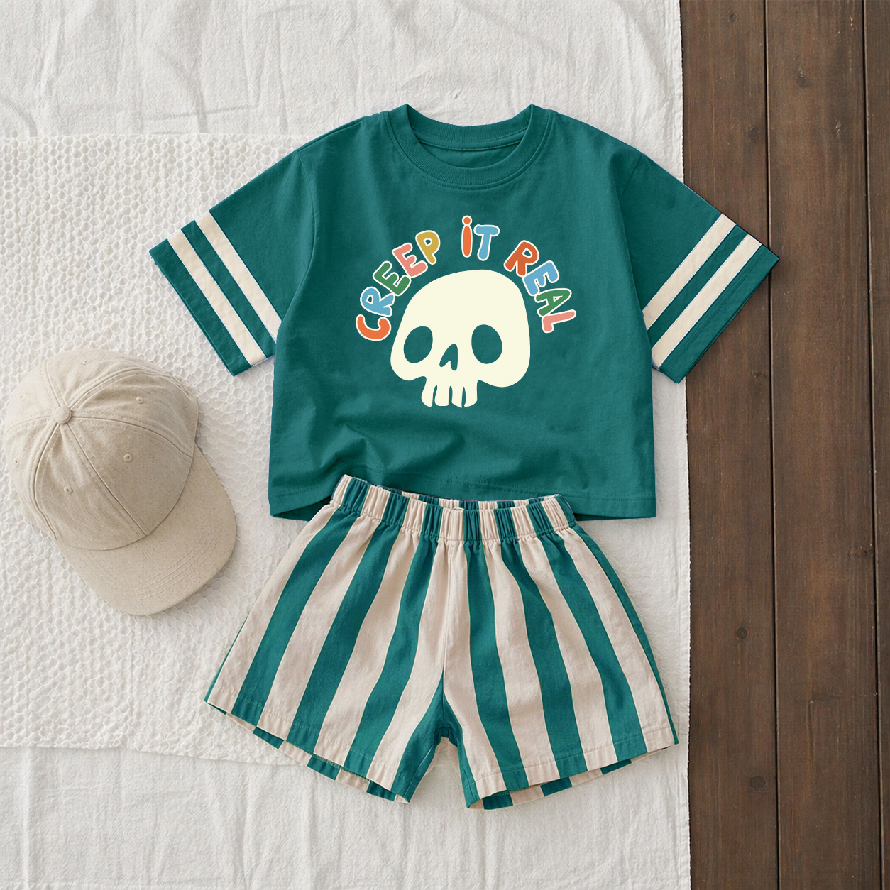 CREEP IT REAL Baby & Kids Skull Tee and Shorts Sets