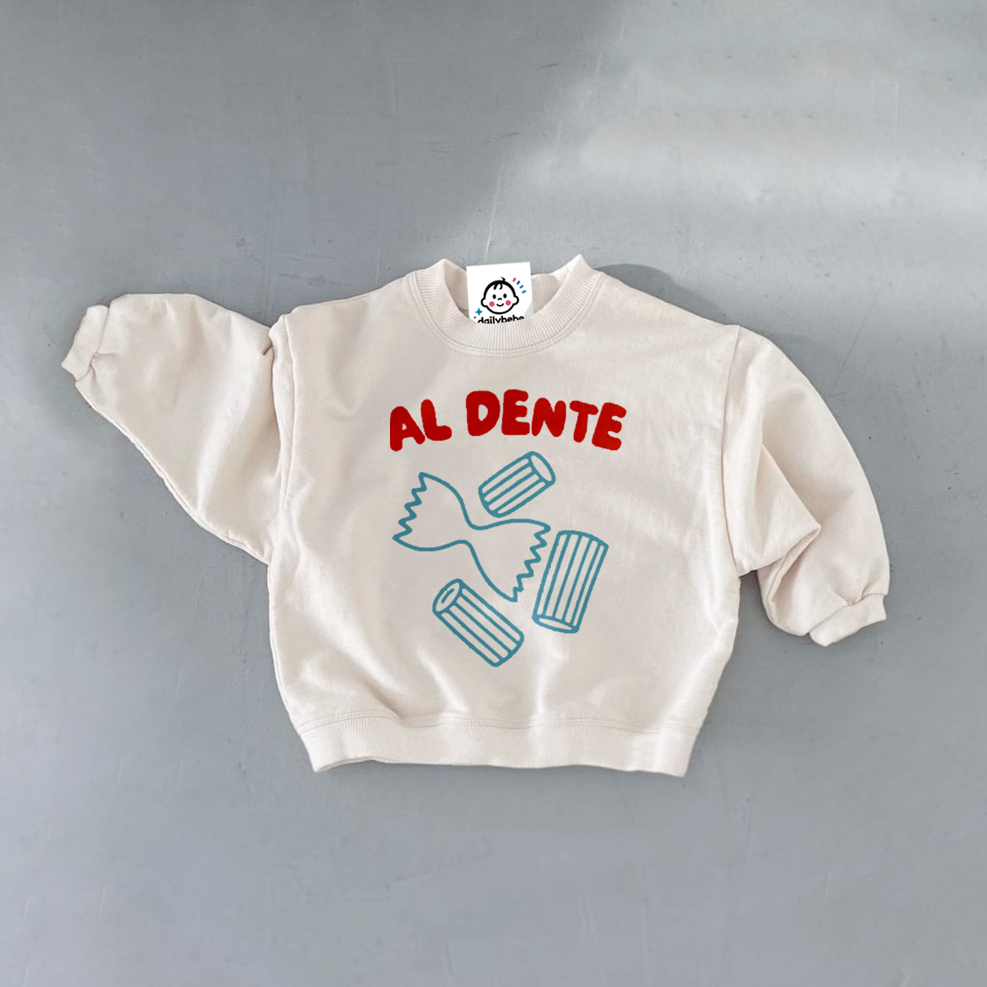 AL DENTE Baby Toddler Pasta White Sweatshirt