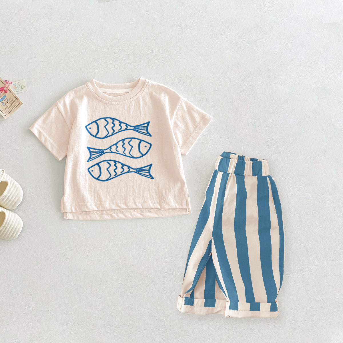 Baby 2 Piece Fish Stripe Pants Set