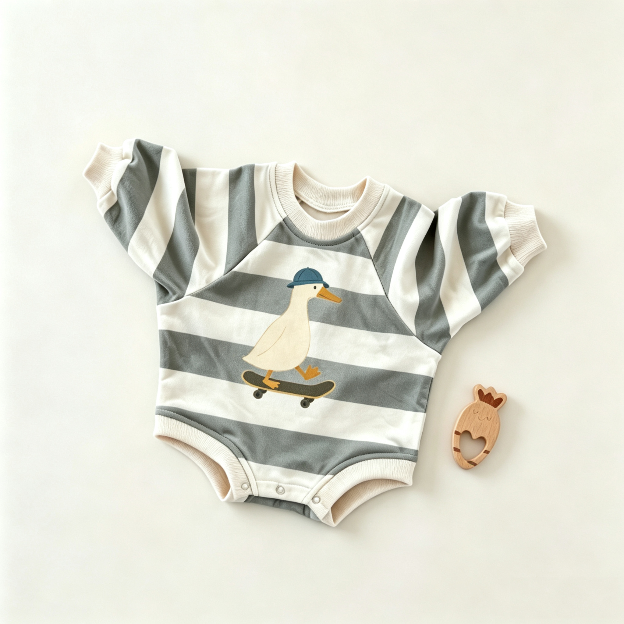 Baby Stripe Goose  Skateboard Bodysuit
