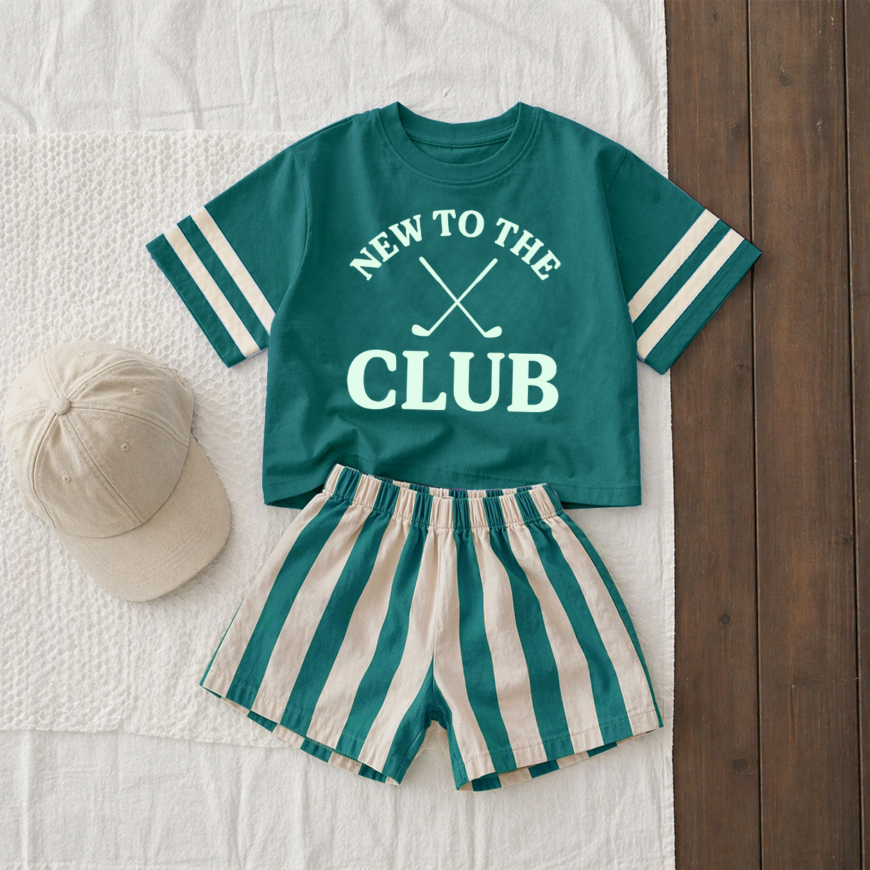 NEW TO THE CLUB Baby & Kids Tee and Shorts Sets