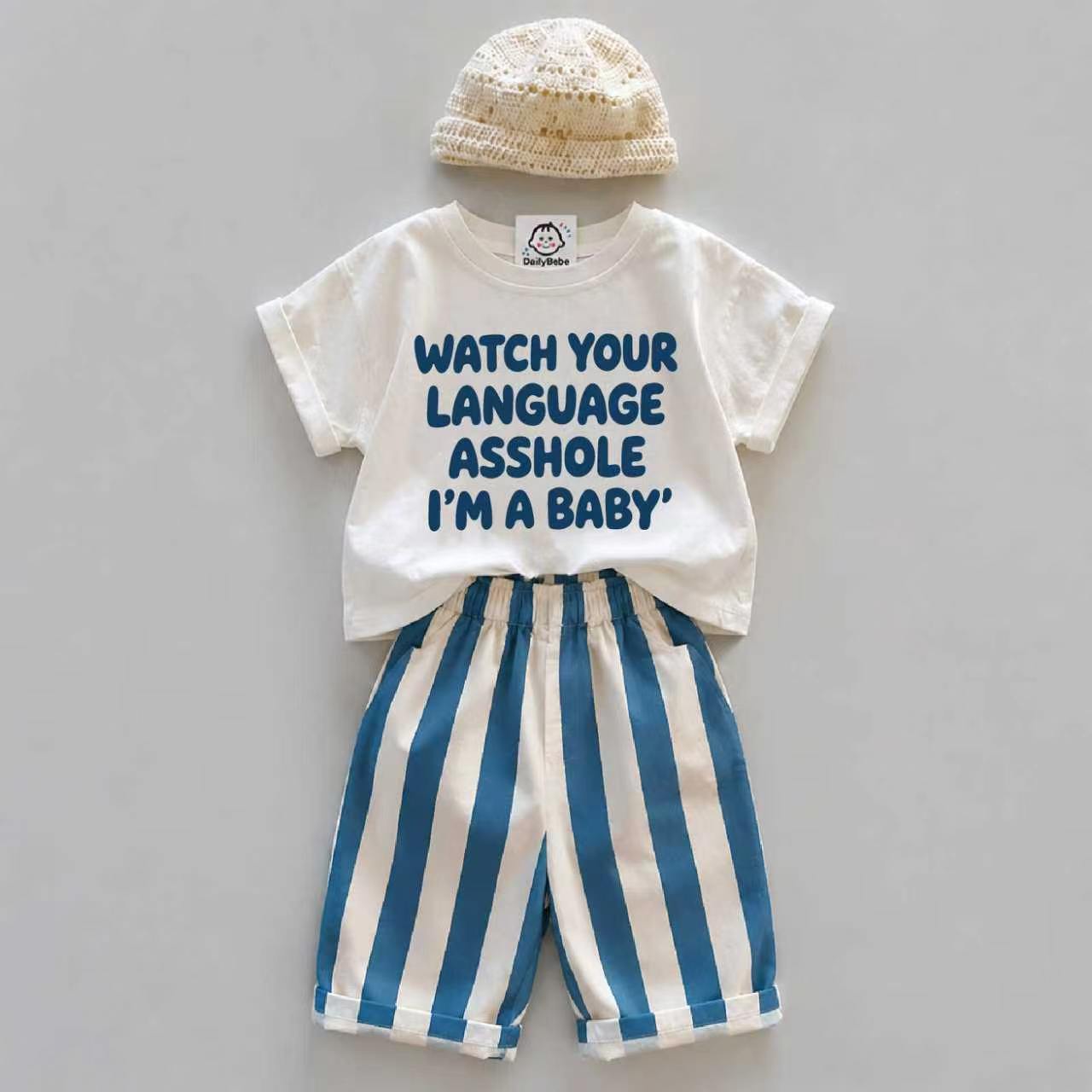 WATCH YOUR LANGUAGE ASSHOLE I’M A BABY Baby Toddler 2-Piece Set