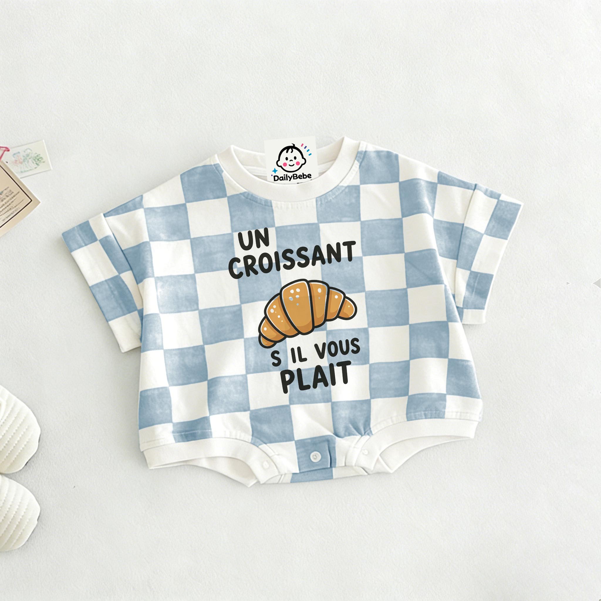 UN CROISSANT S IL VOUS PLAIT  Baby Check T-shirt Romper