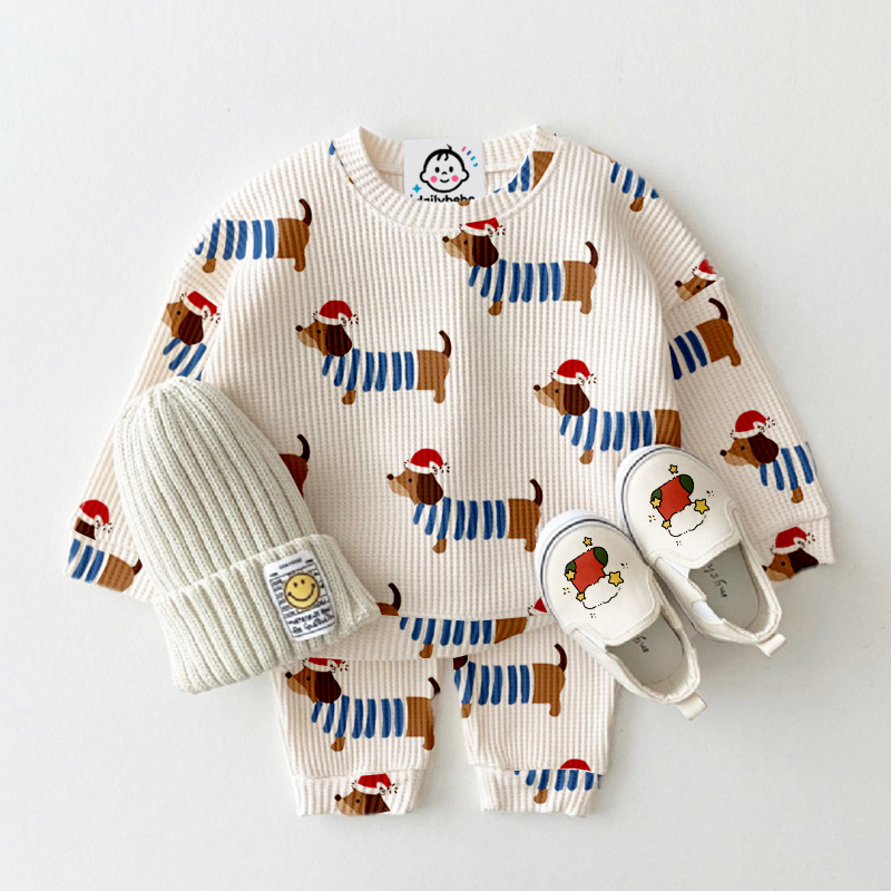 Baby Christmas Dachshund Waffle 2-Piece Set
