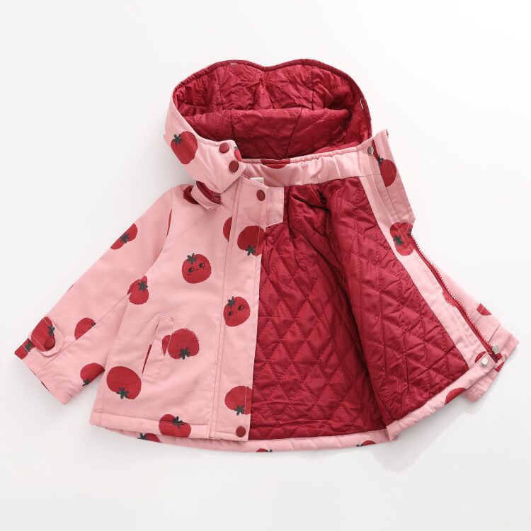 Kid Girl Tomato Hooded Trench Coat