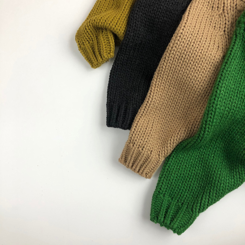 Kid Solid Color Crew Neck Sweater
