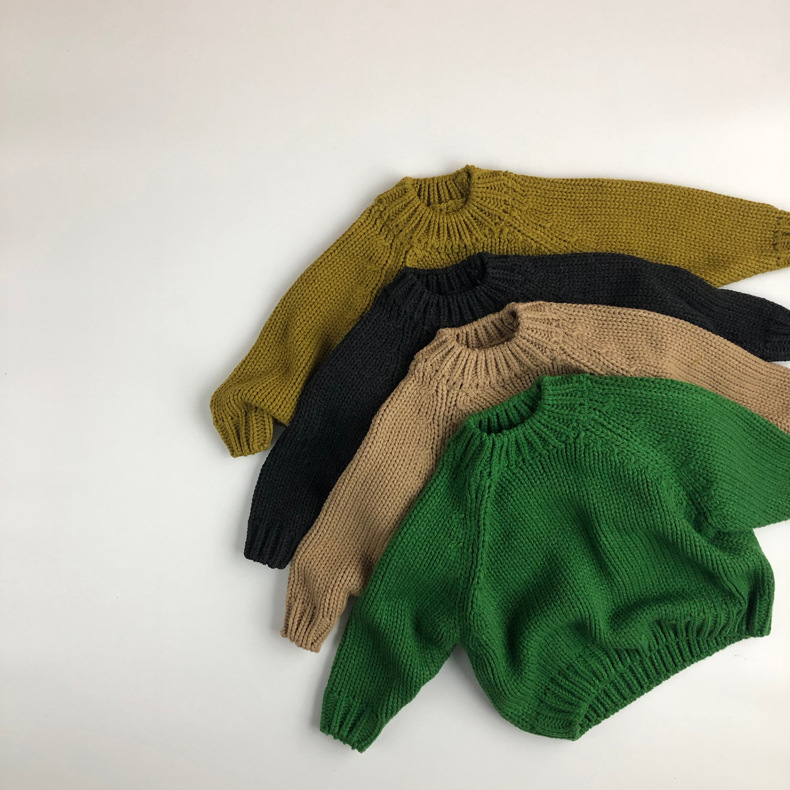 Kid Solid Color Crew Neck Sweater