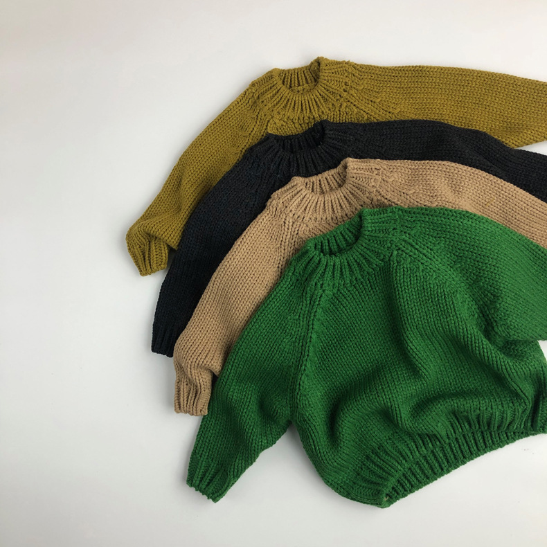 Kid Solid Color Crew Neck Sweater