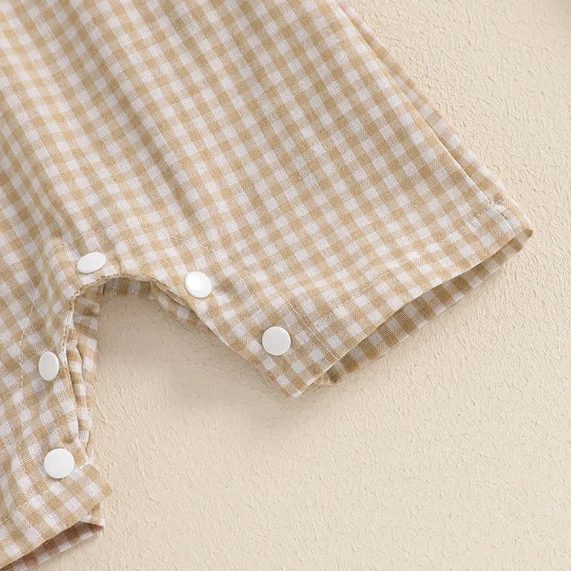 Baby Boy Plaid Pocket Romper