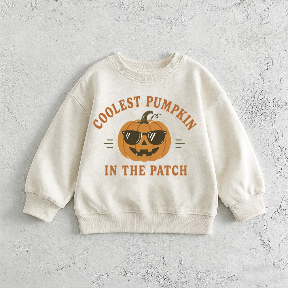 COOLEST PUMPKIN IN THE PATCH Baby & Kids Pattern White Sweatshirt