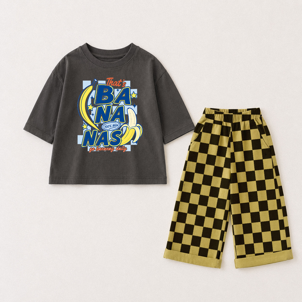 THAT'S BANANA 100% WILD Baby & Kids Checkerboard 2 Piece Set