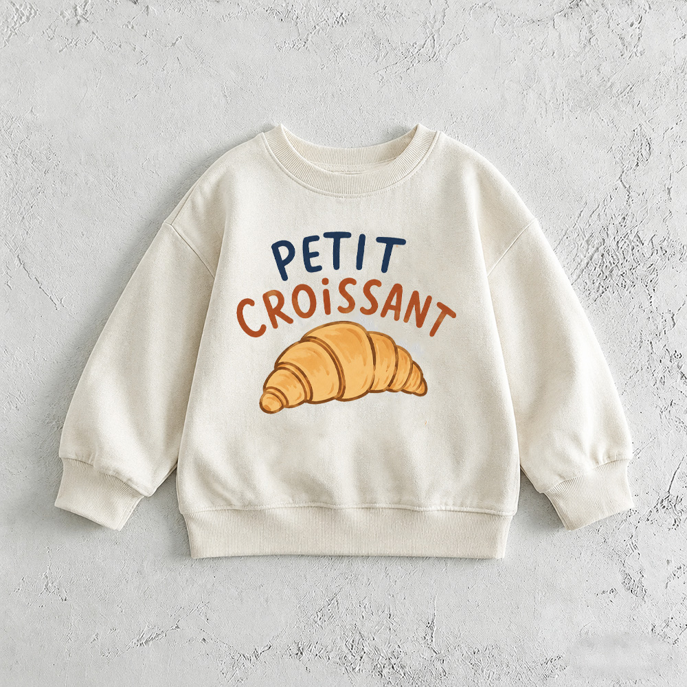 PETIT CROISSANT Baby & Kids Pattern White Sweatshirt