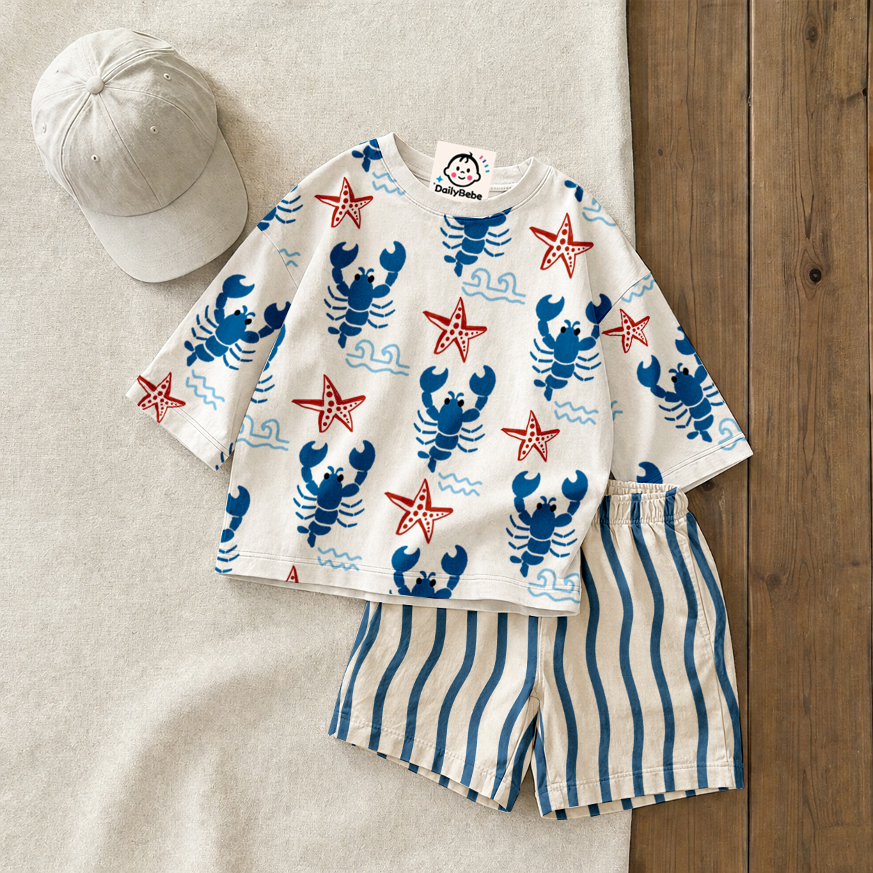 CIAO Baby & Kids Lobster Tee and Shorts Sets