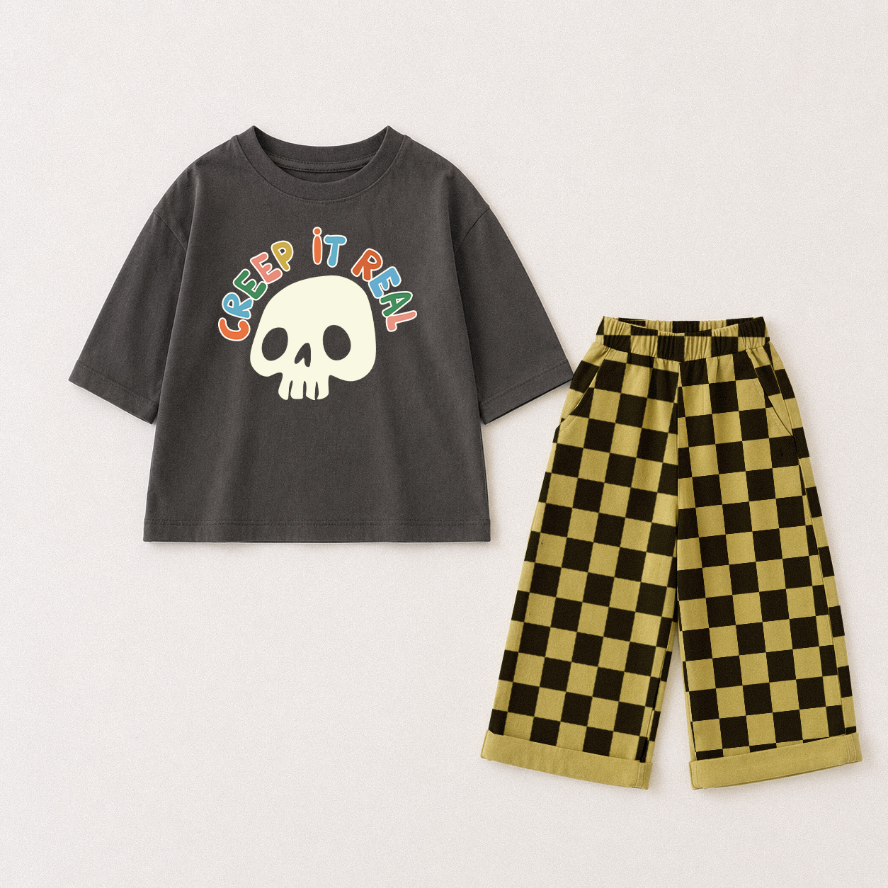 CREEP IT REAL Baby & Kids Skull Checkerboard 2 Piece Set
