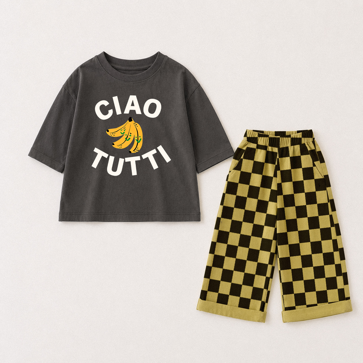 CIAO TUTTI Baby & Kids Banana Checkerboard 2 Piece Set