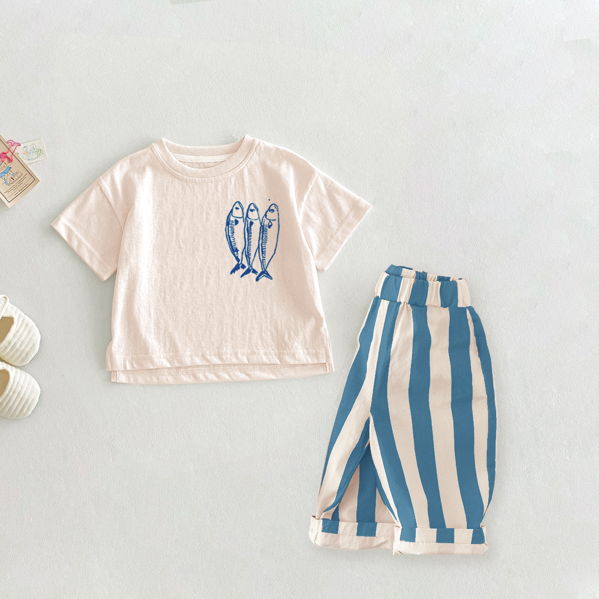 Baby Toddler 2 Piece Fish Stripe Pants Set