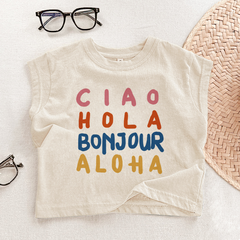 CIAO HOLA BONJOUR Baby Toddler Slogan Tank Top