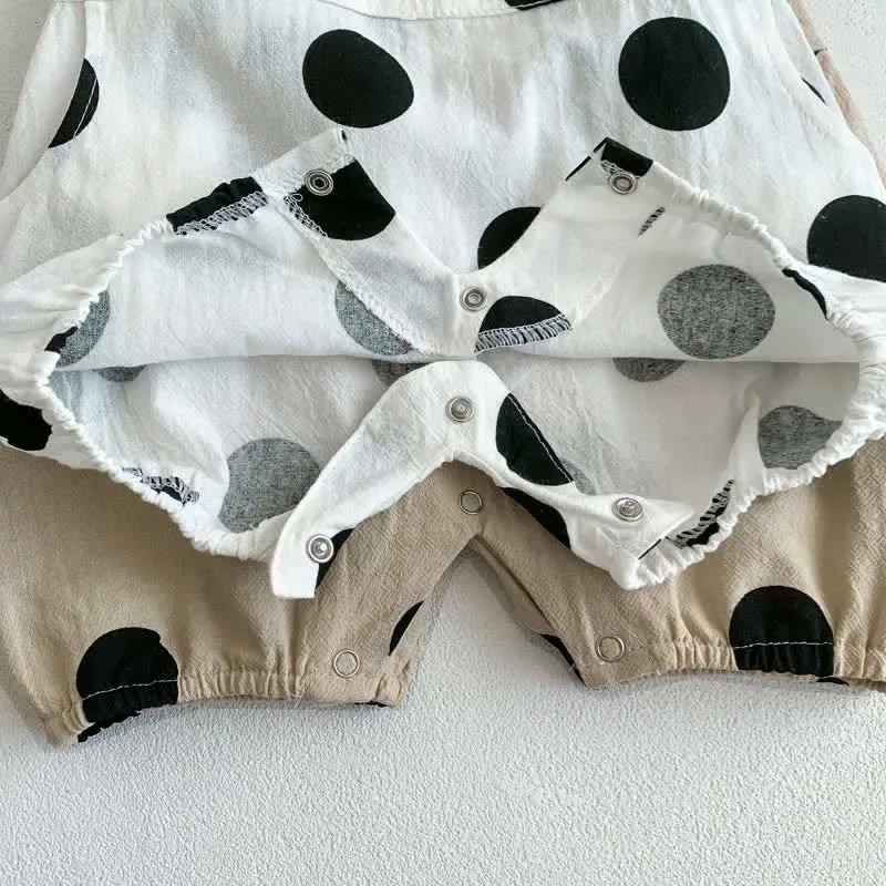 Baby Vintage Polka Dot Overall and Hat Set