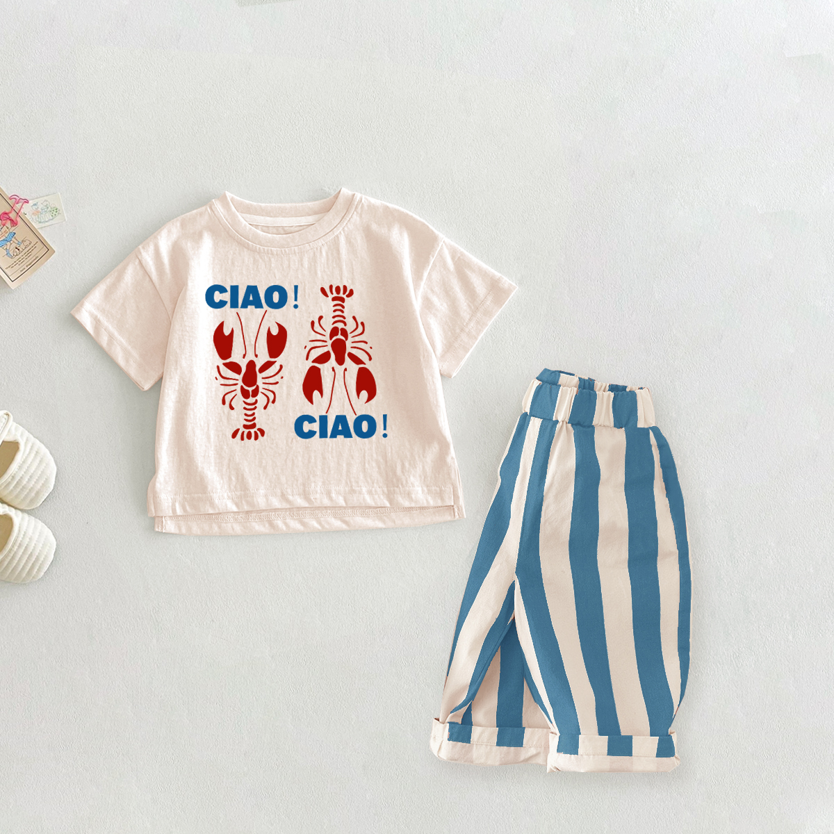 CIAO! Baby Lobster Top and Stripe Pants Set