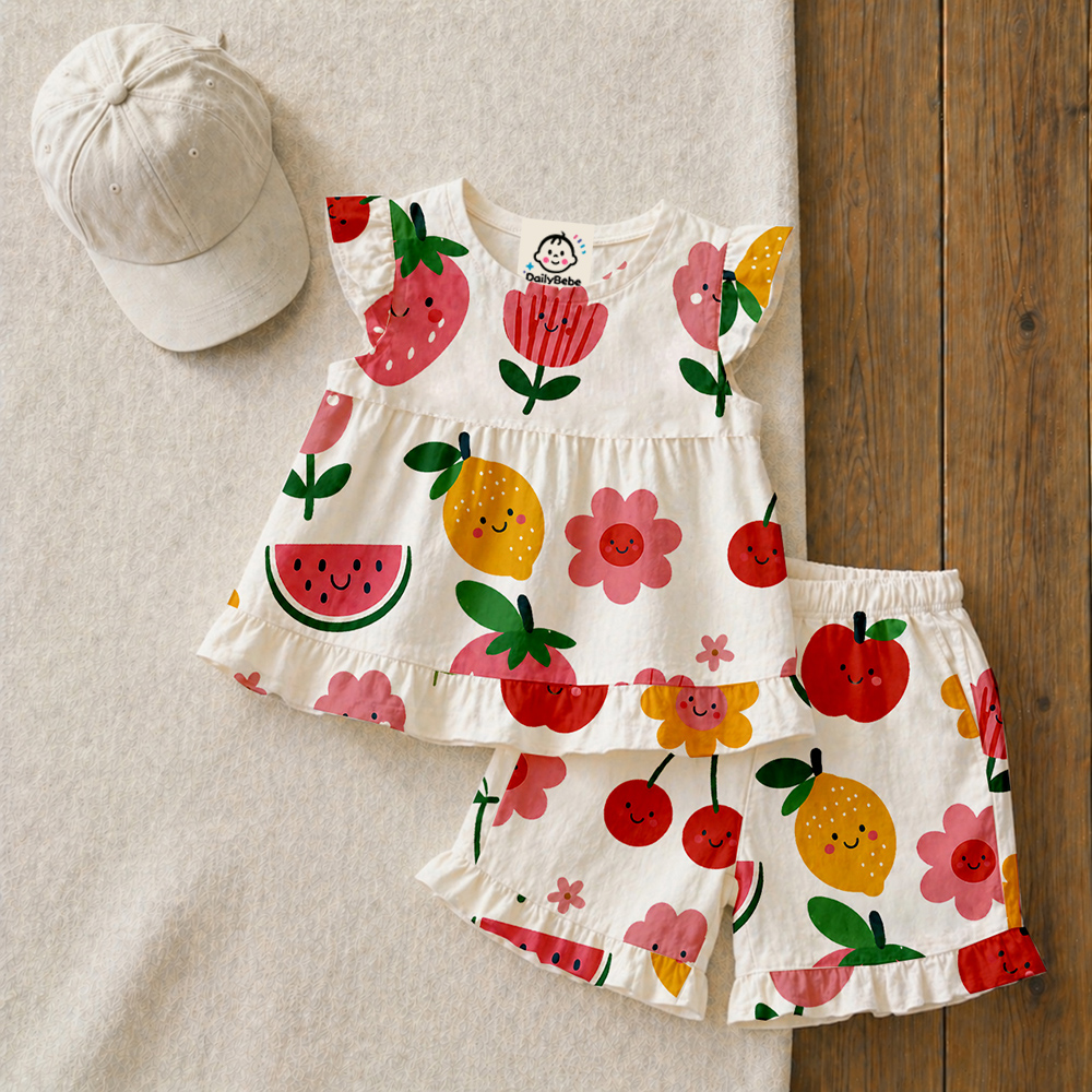 Baby & Kids Fruits Florals Vest and Shorts Set