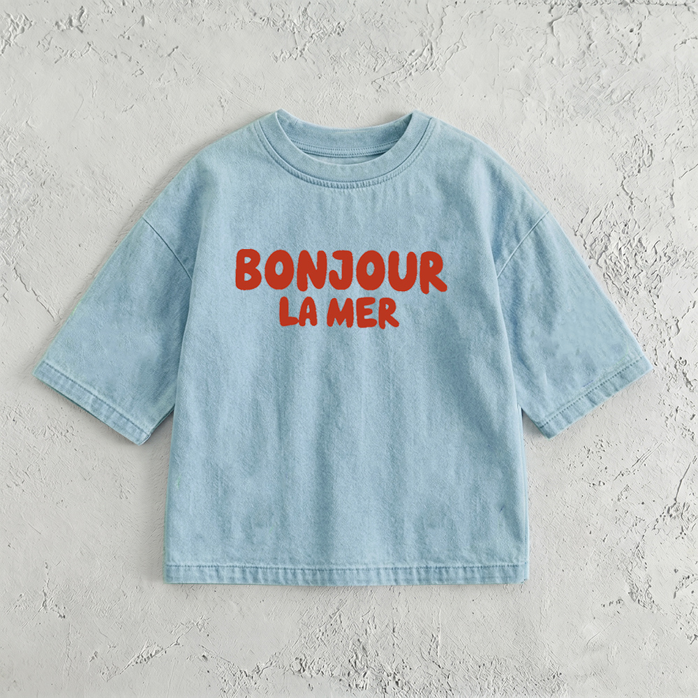 BOUNJOUR LA MER Baby & Kids Slogan Washed T-Shirt (6M-12Y)
