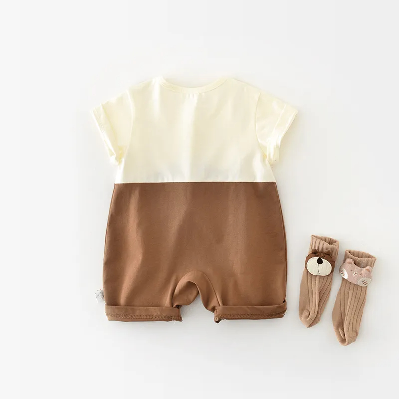 Baby Giraffe Fake Two Pieces Romper