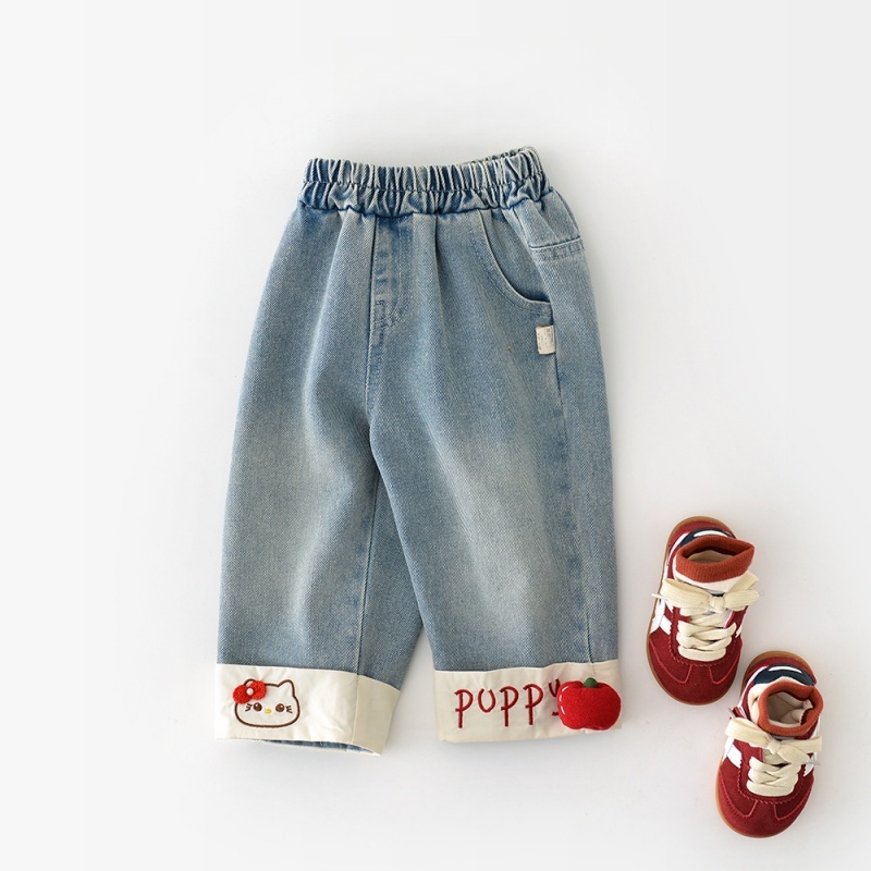 Baby Girl Cat Print Denim Pant