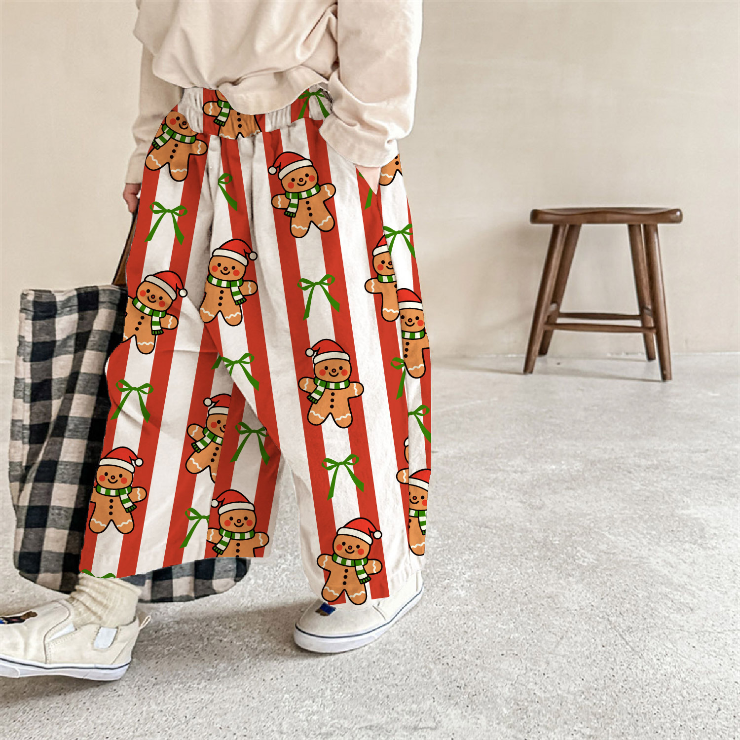 Baby & Kids Stripe Gingerbread Man Bow Pants