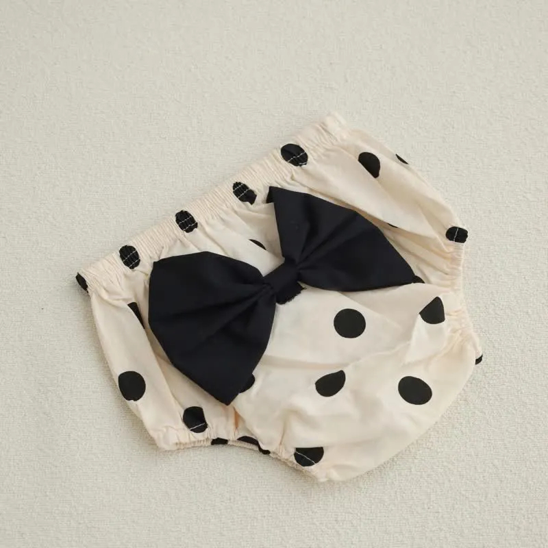 Baby Dot Camisole Bowknot Shorts with Hat