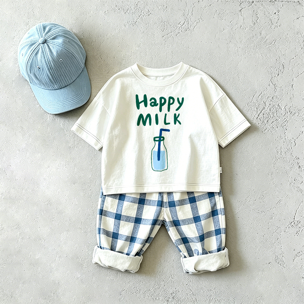 HAPPY MILK Baby & Kids Plaid 2 Piece Set