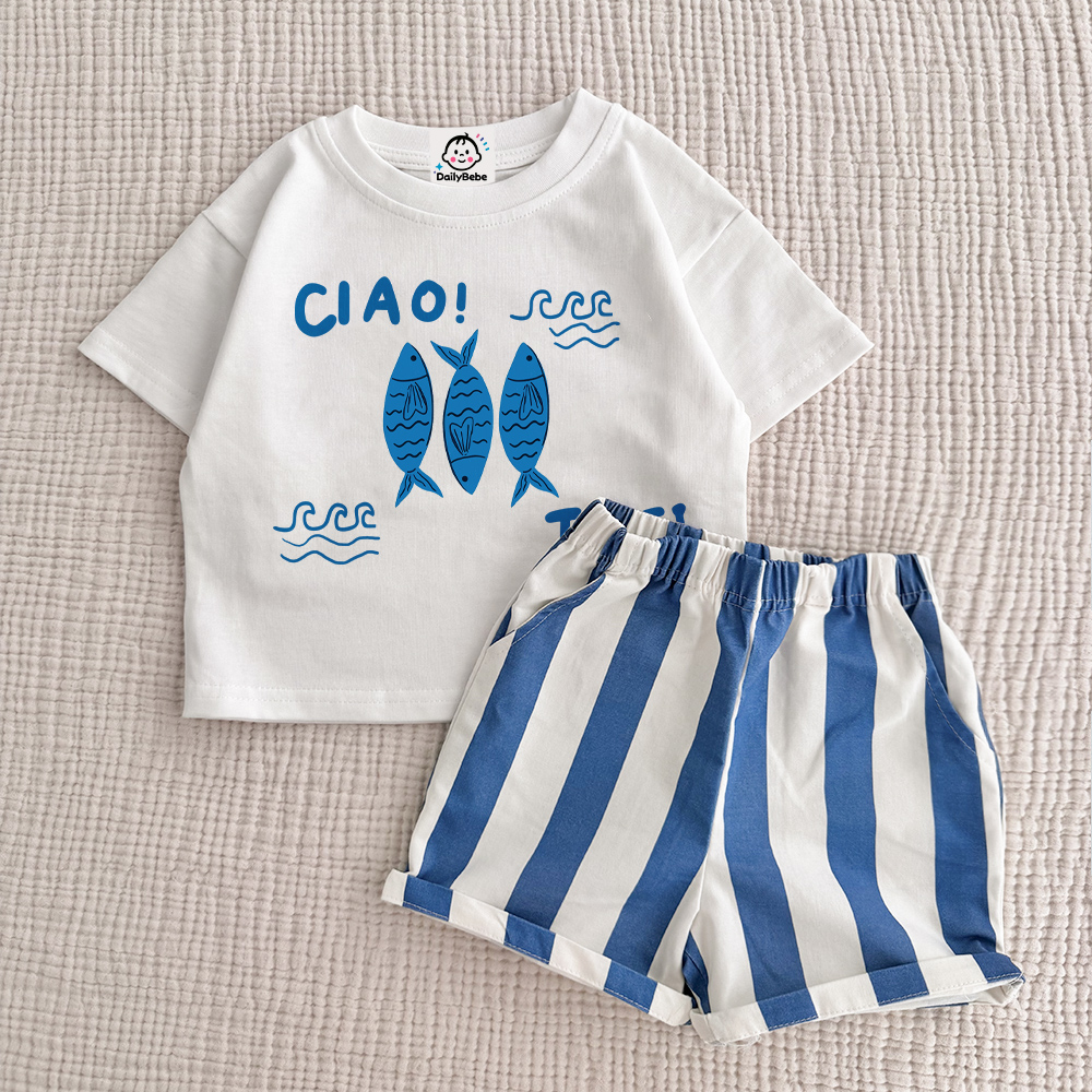 The CIAO TUTTI Baby & Kids Sardines T-Shirt and Shorts Sets