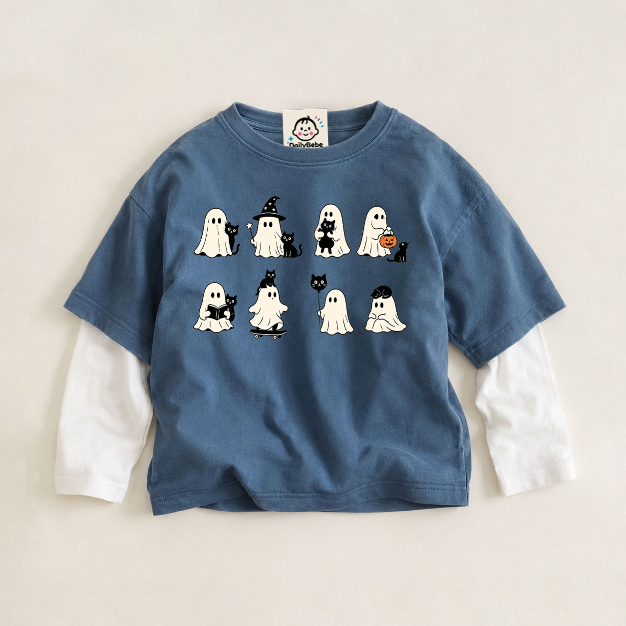 Baby & Kids Ghost Cats Faux Two-Piece Tee (6M-12Y)