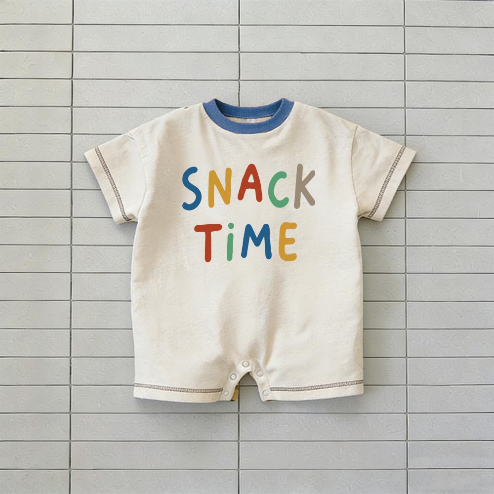 SNACK TIME Baby Check T-shirt Romper