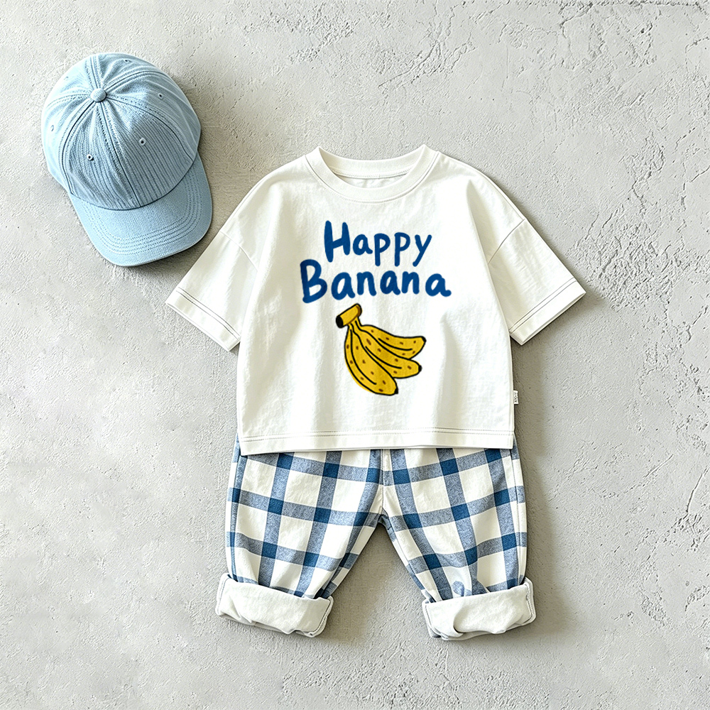 HAPPY BANANA Baby & Kids Plaid 2 Piece Set