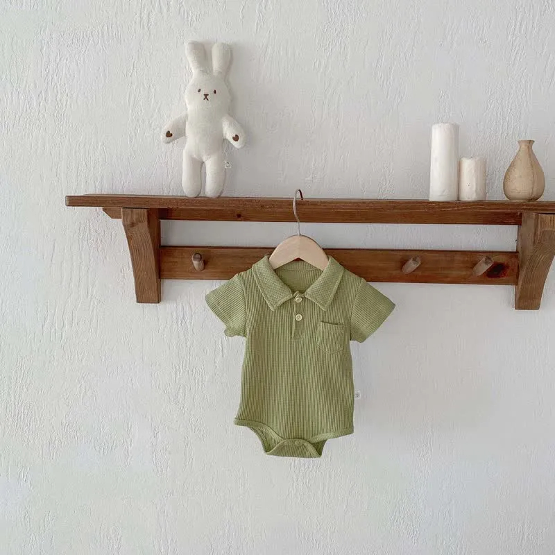 Baby Waffle Pocket Solid Color Bodysuit