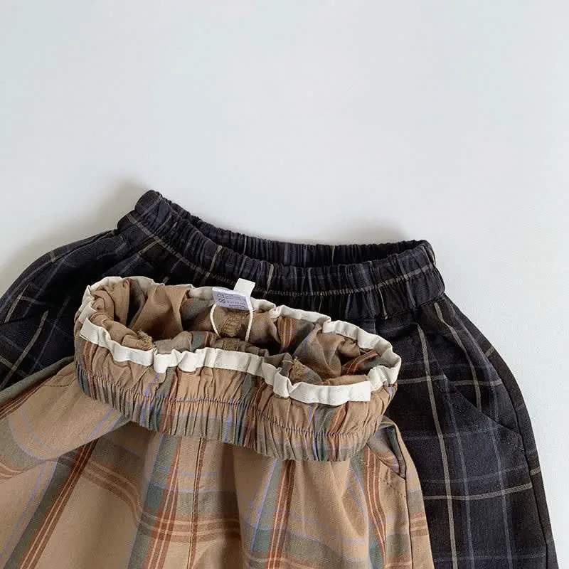 Toddler Plaid British Style Loose Pants