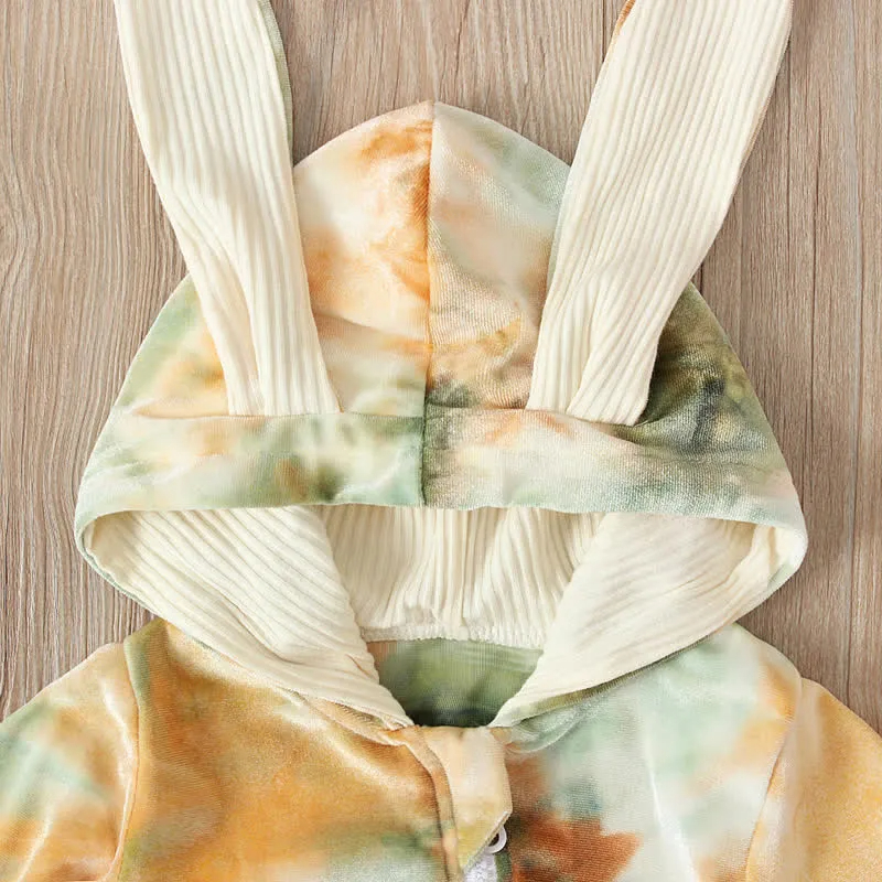 Baby Dyeing Easter Rabbit Ear Hooded Romper