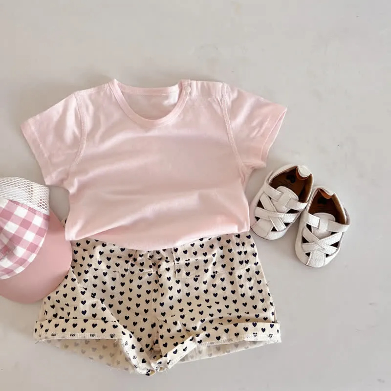 Baby Heart Dots Plaid Basic Shorts