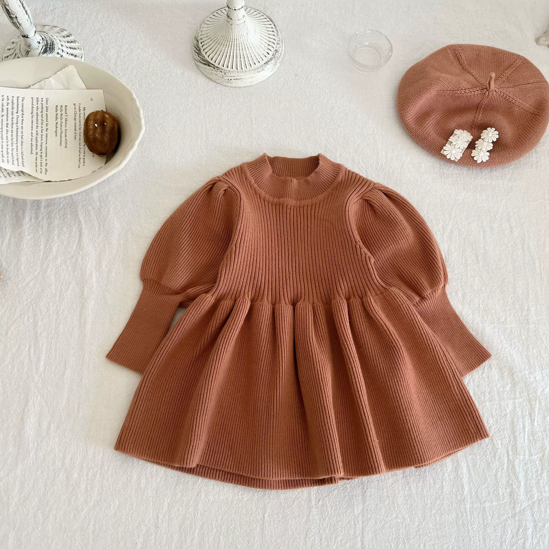 Baby Toddler Girl 2 Piece Puff Sleeves Dress