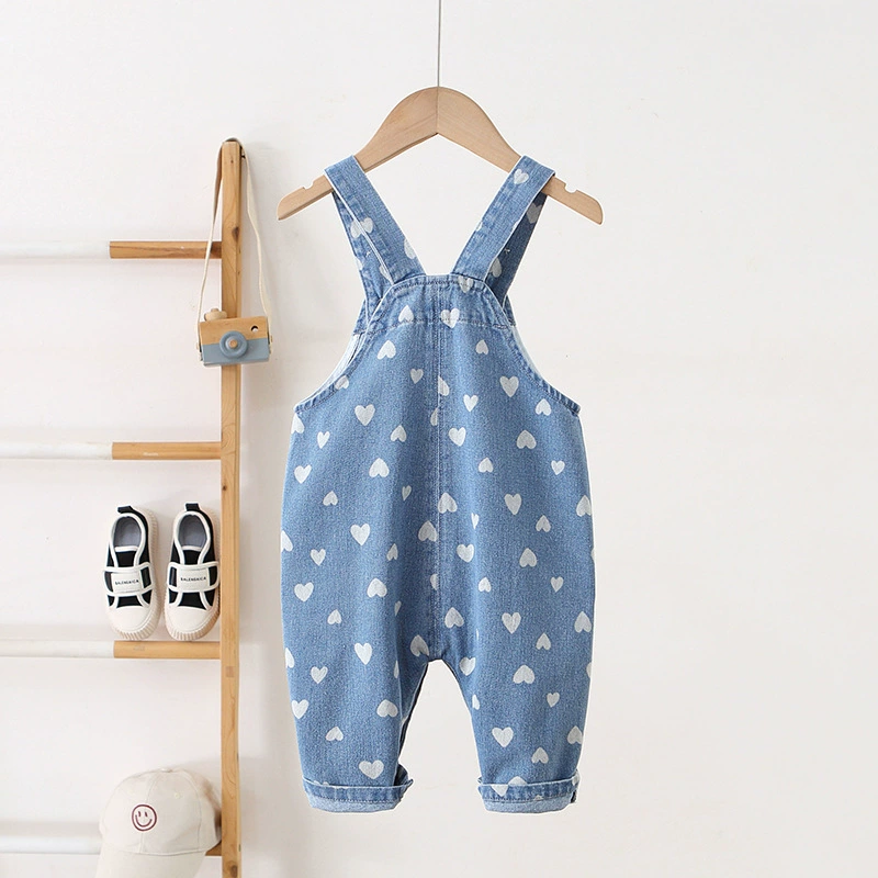 Baby Allover Heart Denim Blue Overalls
