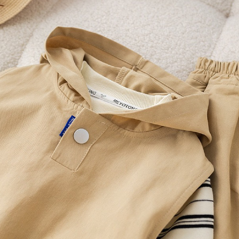 Kids Striped Hooded Cargo 3-Piece Set