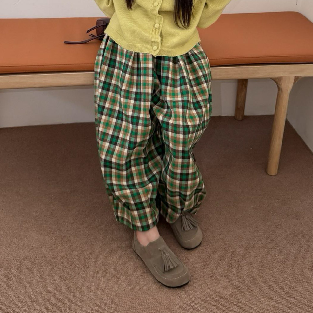 Kids Checkerboard Pattern Lantern Pants 