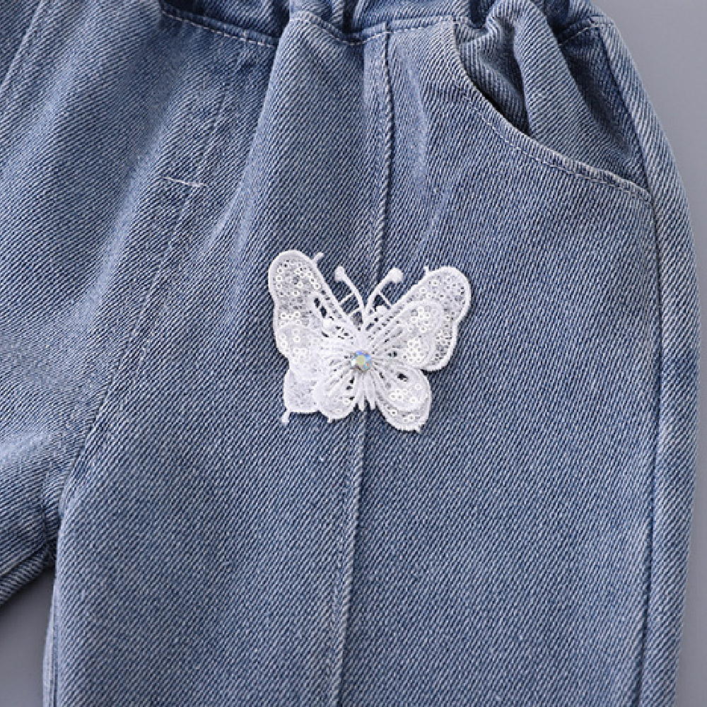 Kids Bow Sweatshirt and Denim Pants Set