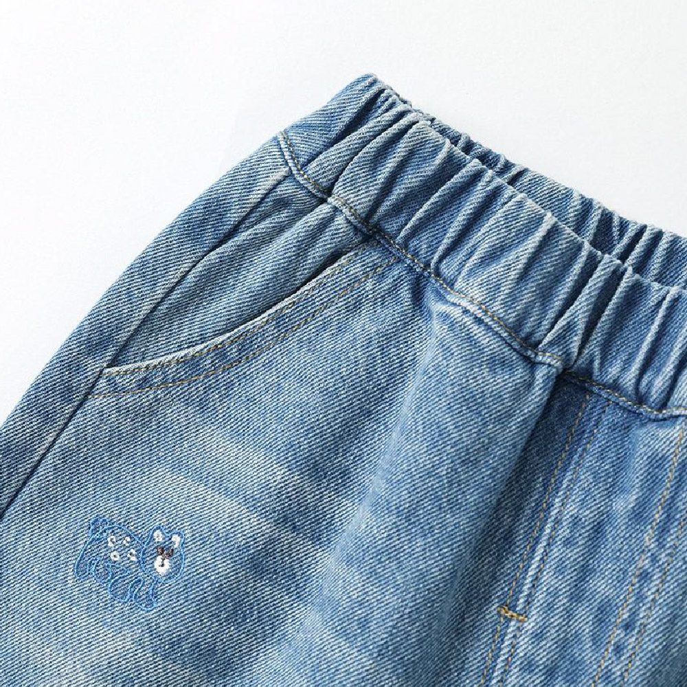 Baby & Kid Bear Embroidery Denim Pants