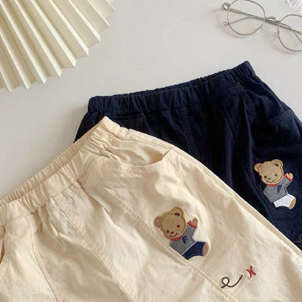 Kids Bear Dog Embroidery Shorts